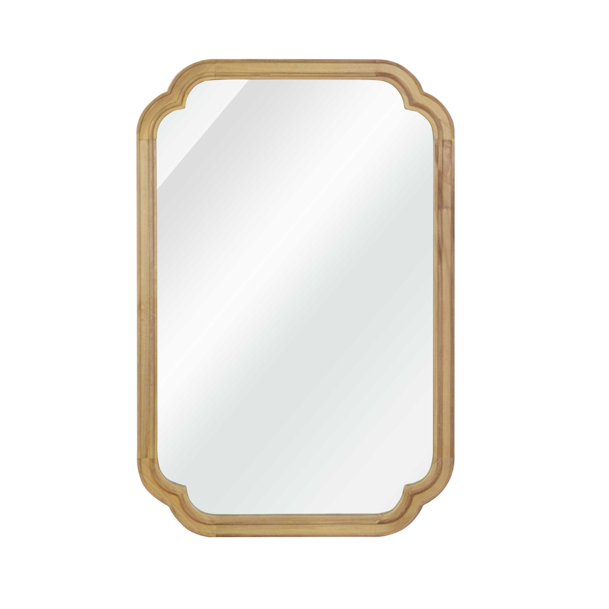 VanityFus 30-in W 20-in H Oval Natural Wood Framed Beveled Bathroom Vanity Mirror Wall Mirror